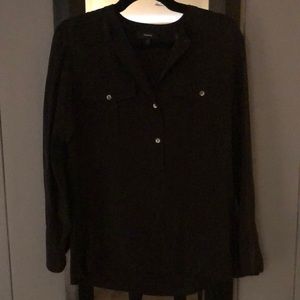 Theory Black Silk Blouse with pockets